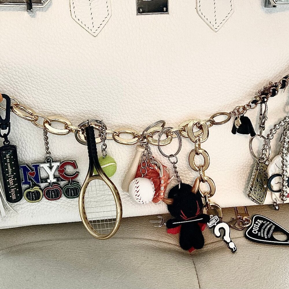 NYC Tennis Baseball Devil Key Chain Swag Purse Decor Fashion Trendy Bag Chain
